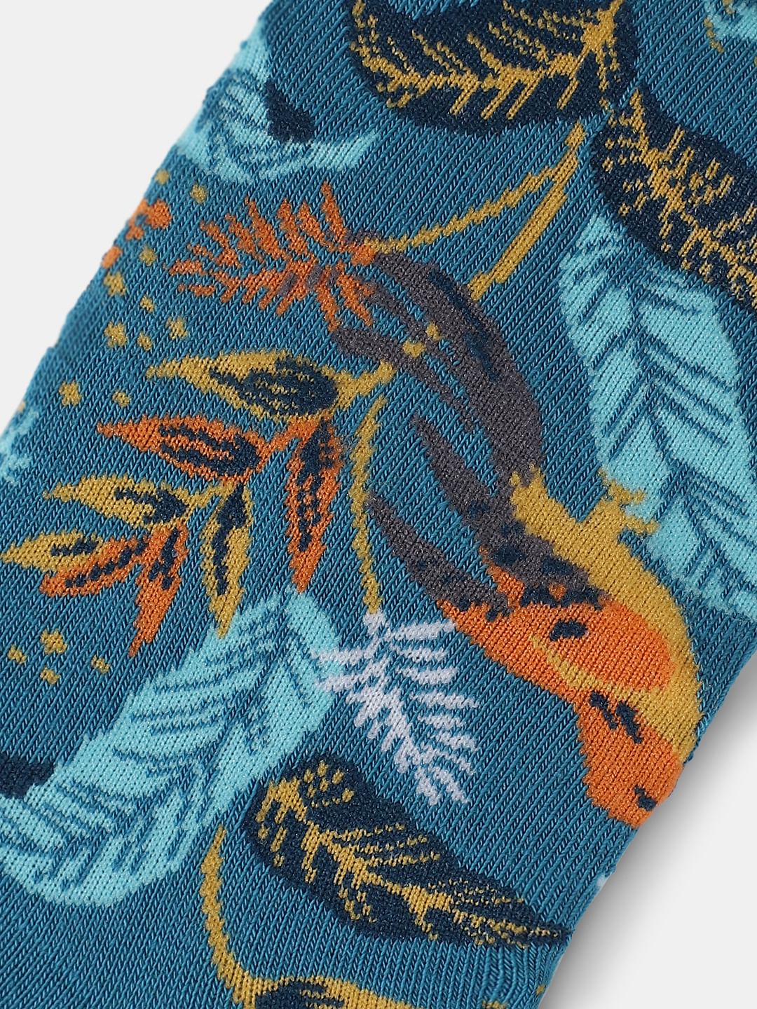 Teal Tropical Print Ankle Length Socks - Image 2