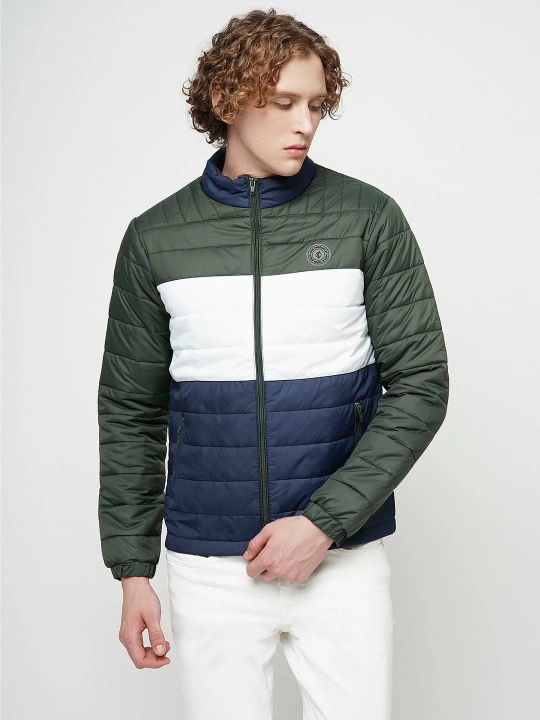 PRODUKT by JACK&JONES Green Colourblocked Hooded Puffer Jacket - Image 2