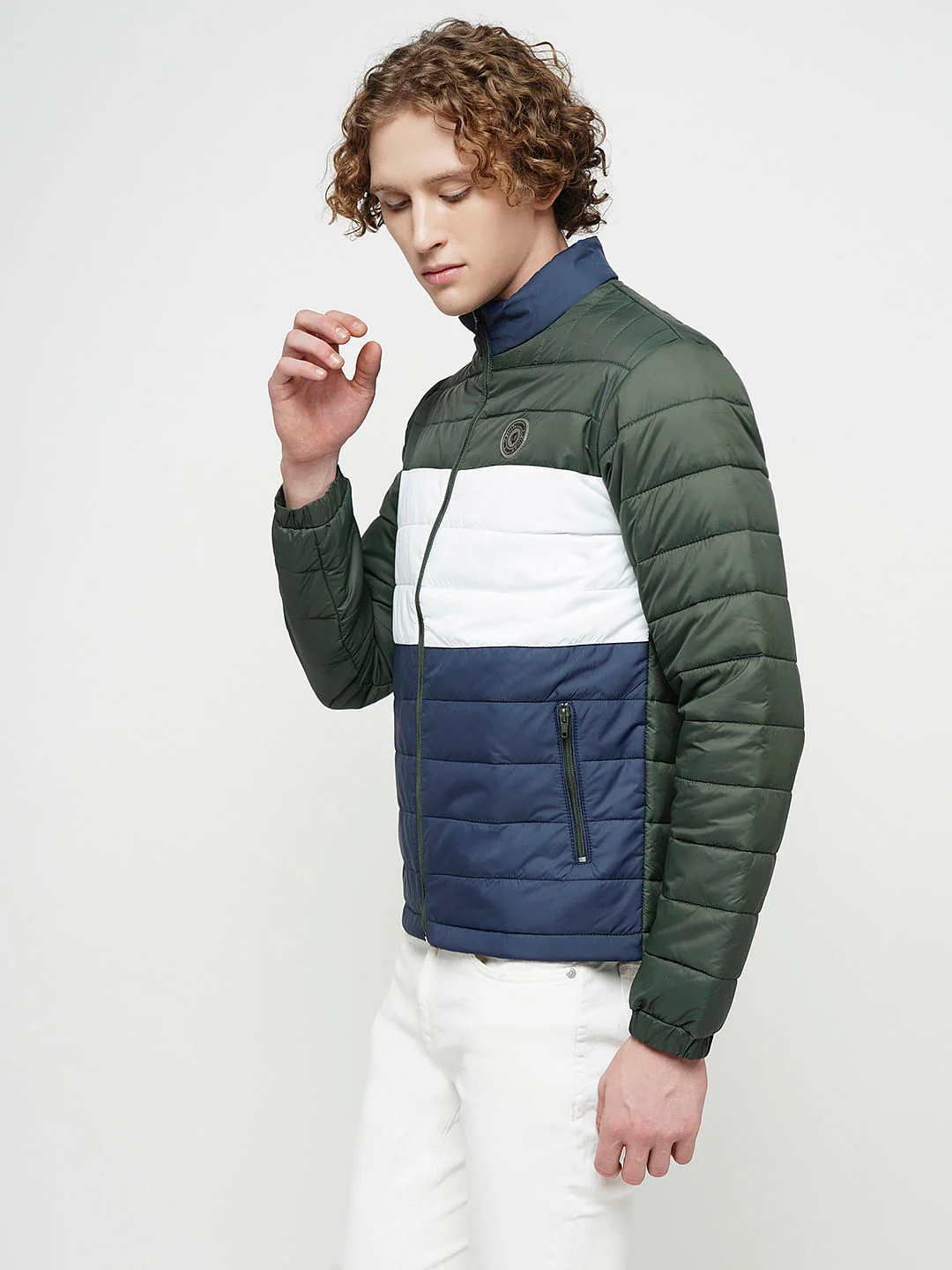 PRODUKT by JACK&JONES Green Colourblocked Hooded Puffer Jacket - Image 3