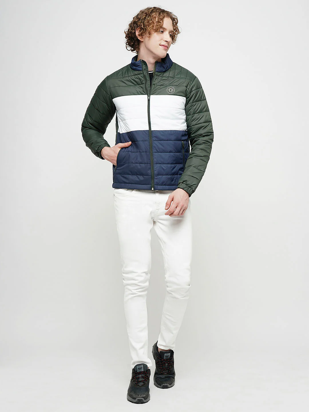 PRODUKT by JACK&JONES Green Colourblocked Hooded Puffer Jacket - Image 5