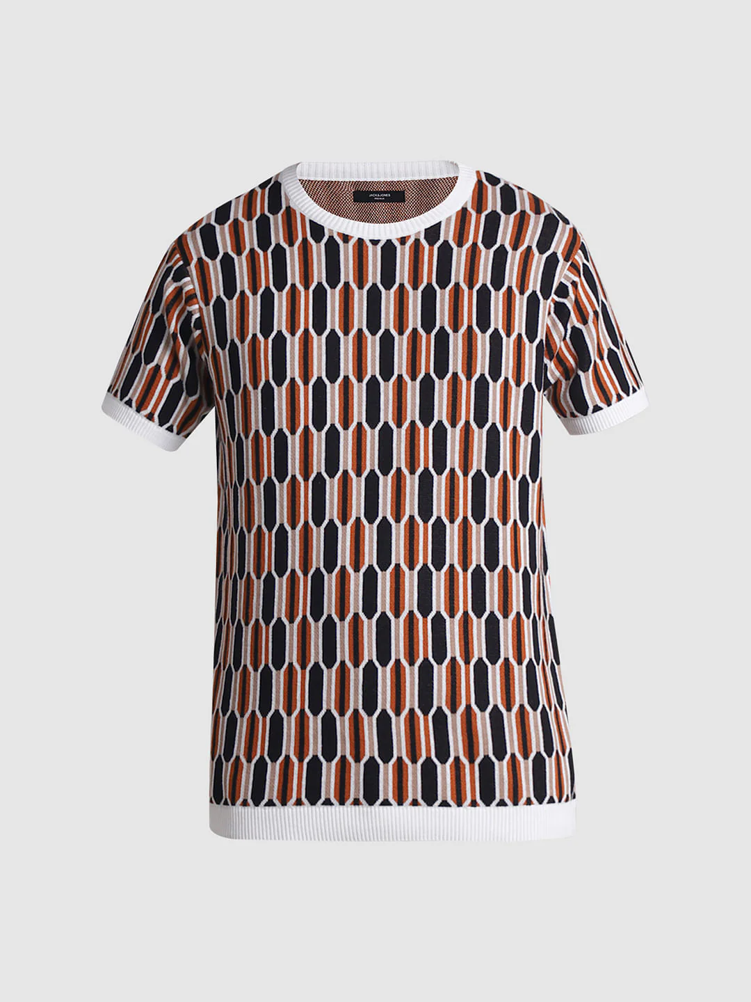 Brown Printed Jacquard T-shirt - Image 7