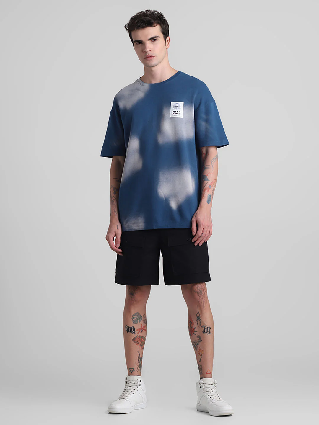 Blue Colourblocked Crew Neck T-shirt - Image 7