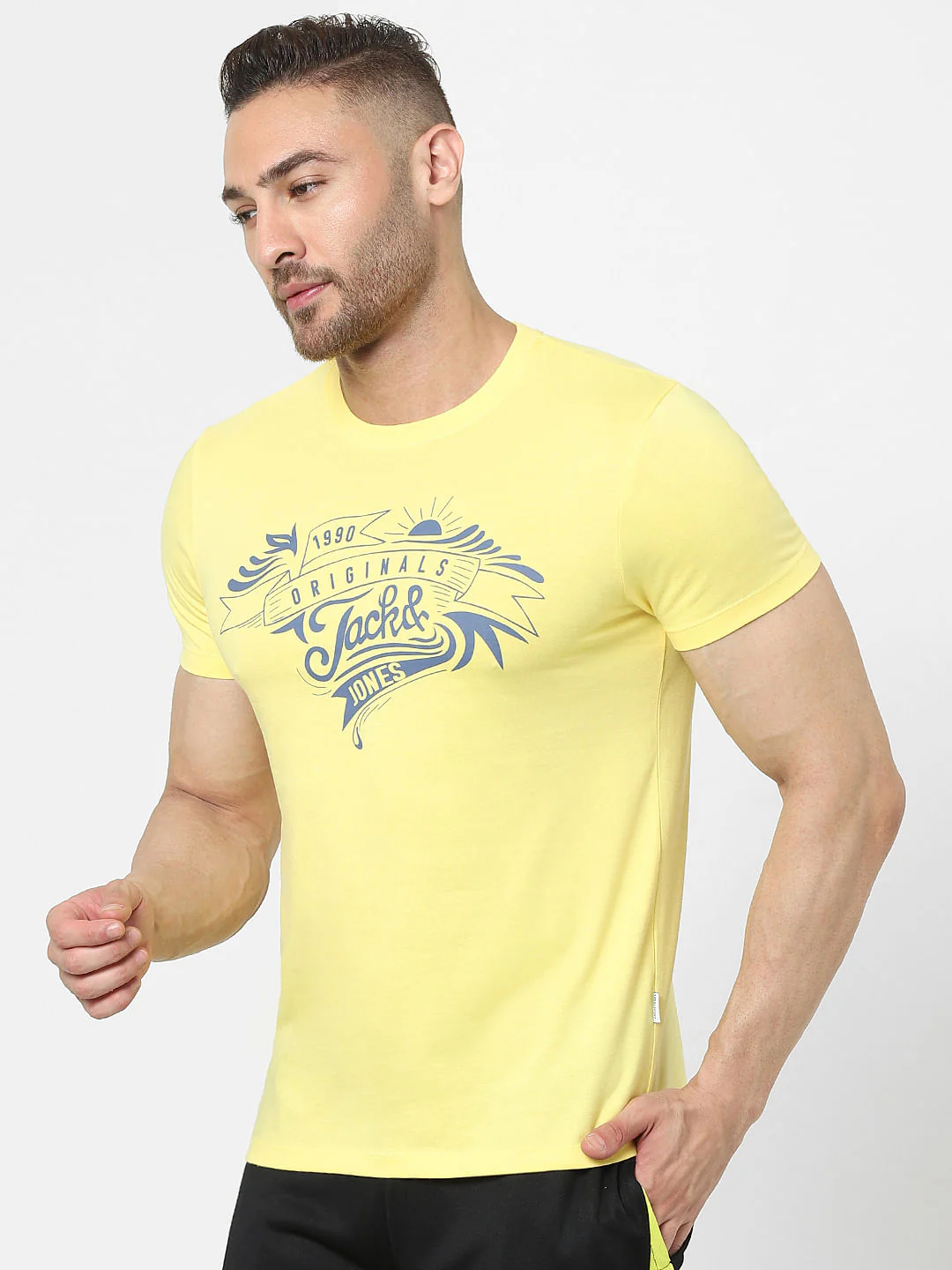 Yellow Logo Print Crew Neck T-shirt - Image 2