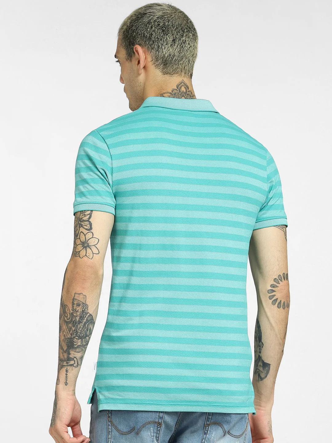 Green Striped Polo Neck T-shirt - Image 4