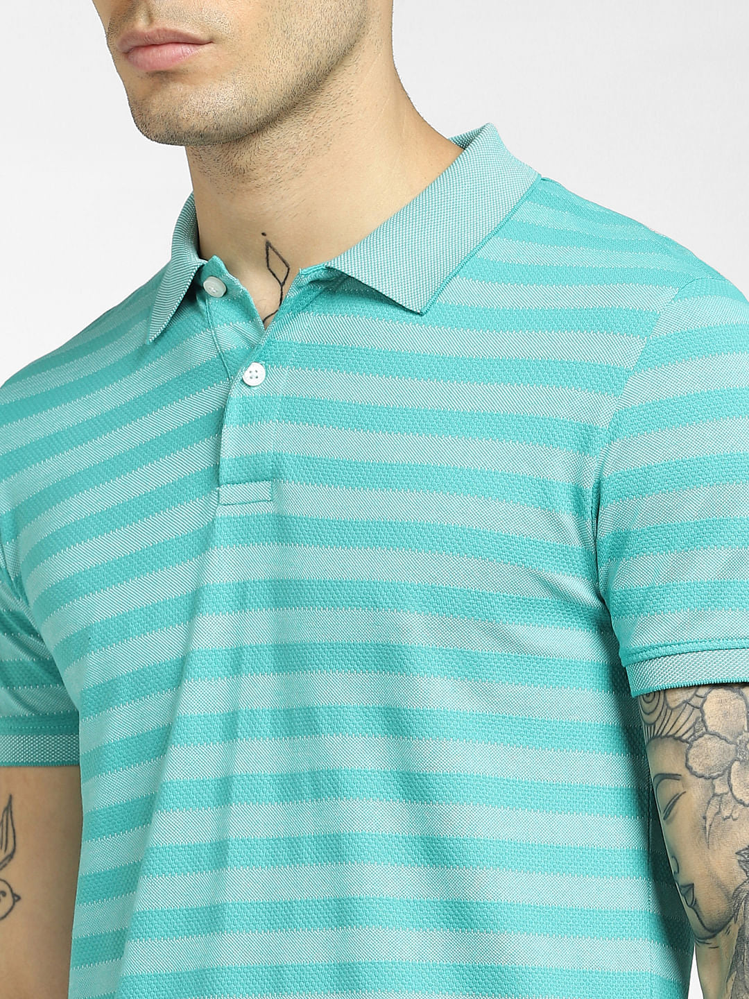 Green Striped Polo Neck T-shirt - Image 5