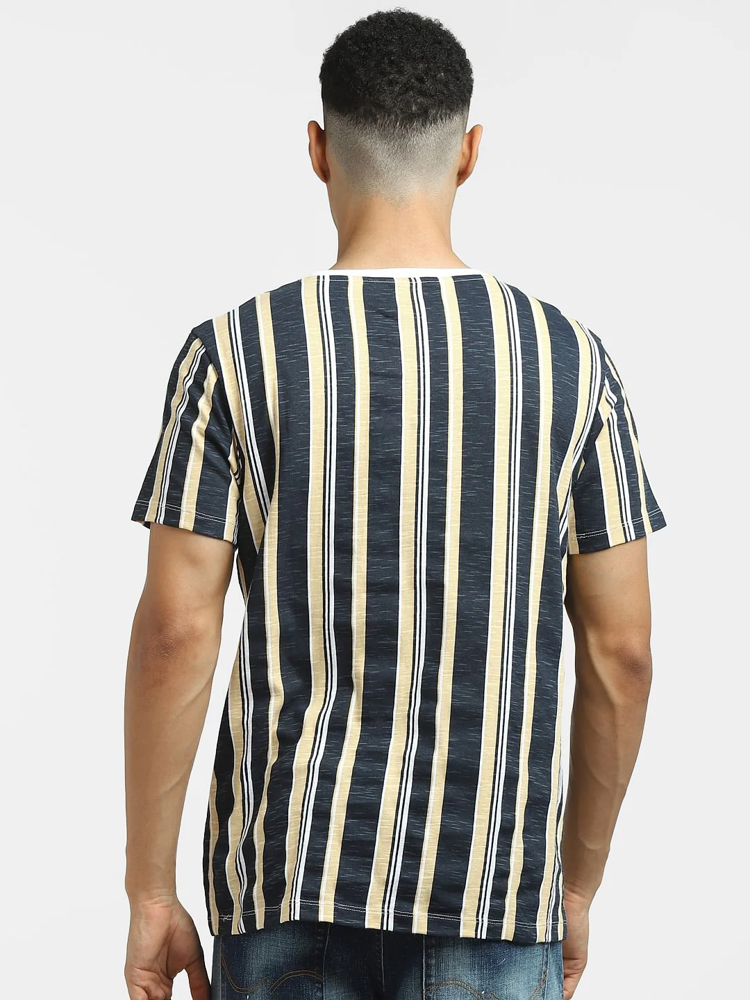 Blue Striped Crew Neck T-shirt - Image 4