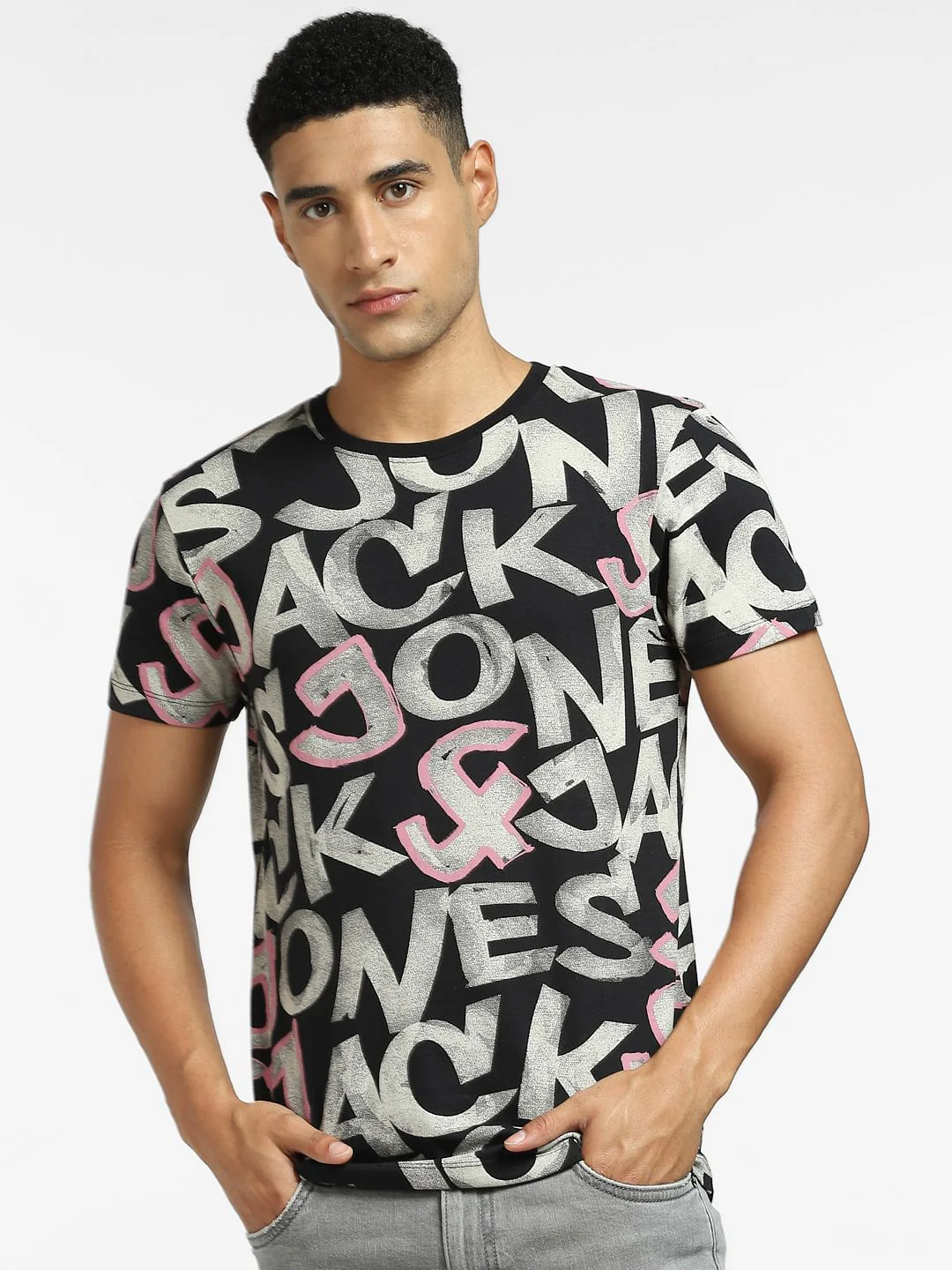 Black Logo Print Crew Neck T-shirt - Image 2