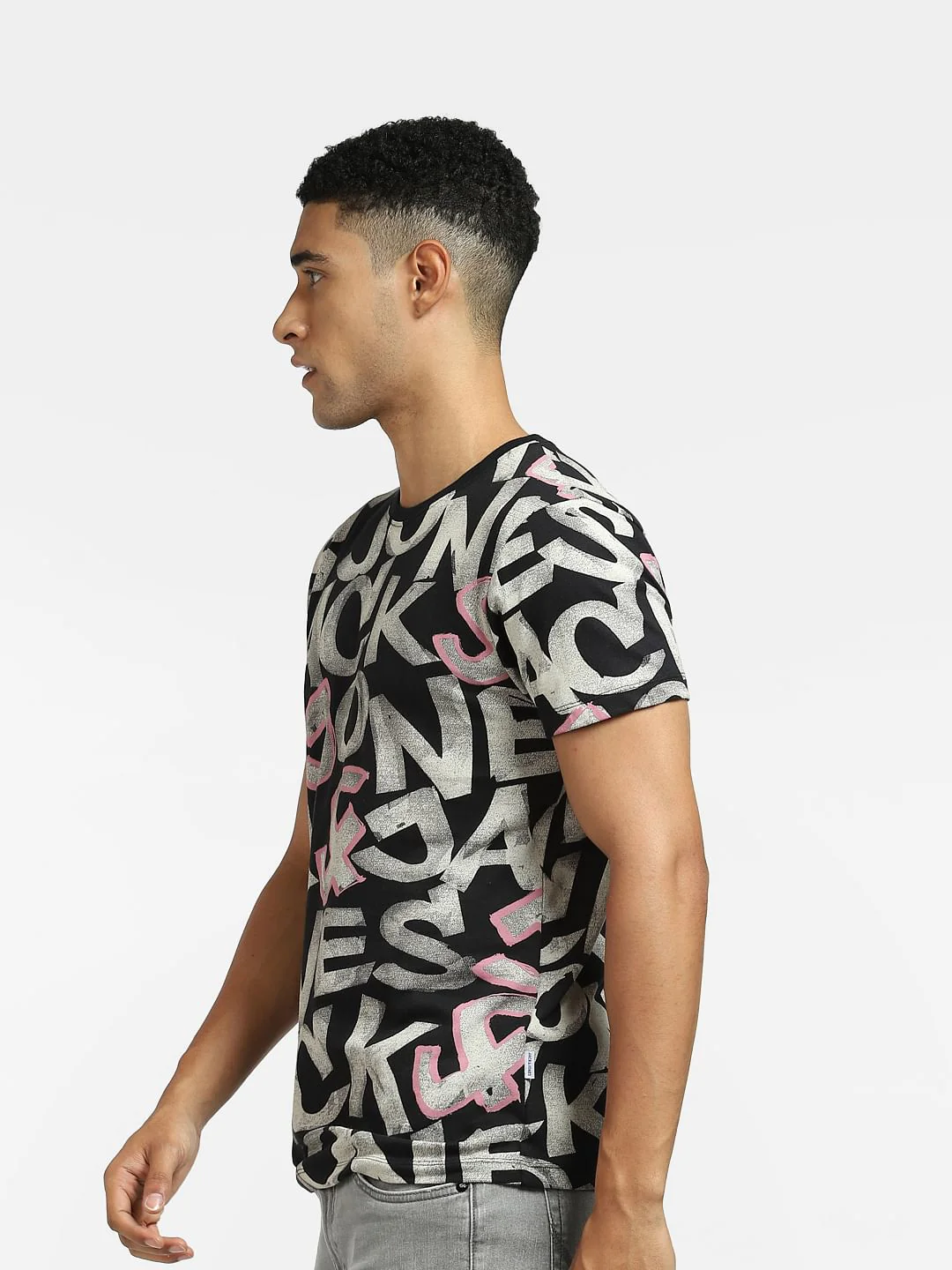 Black Logo Print Crew Neck T-shirt - Image 3