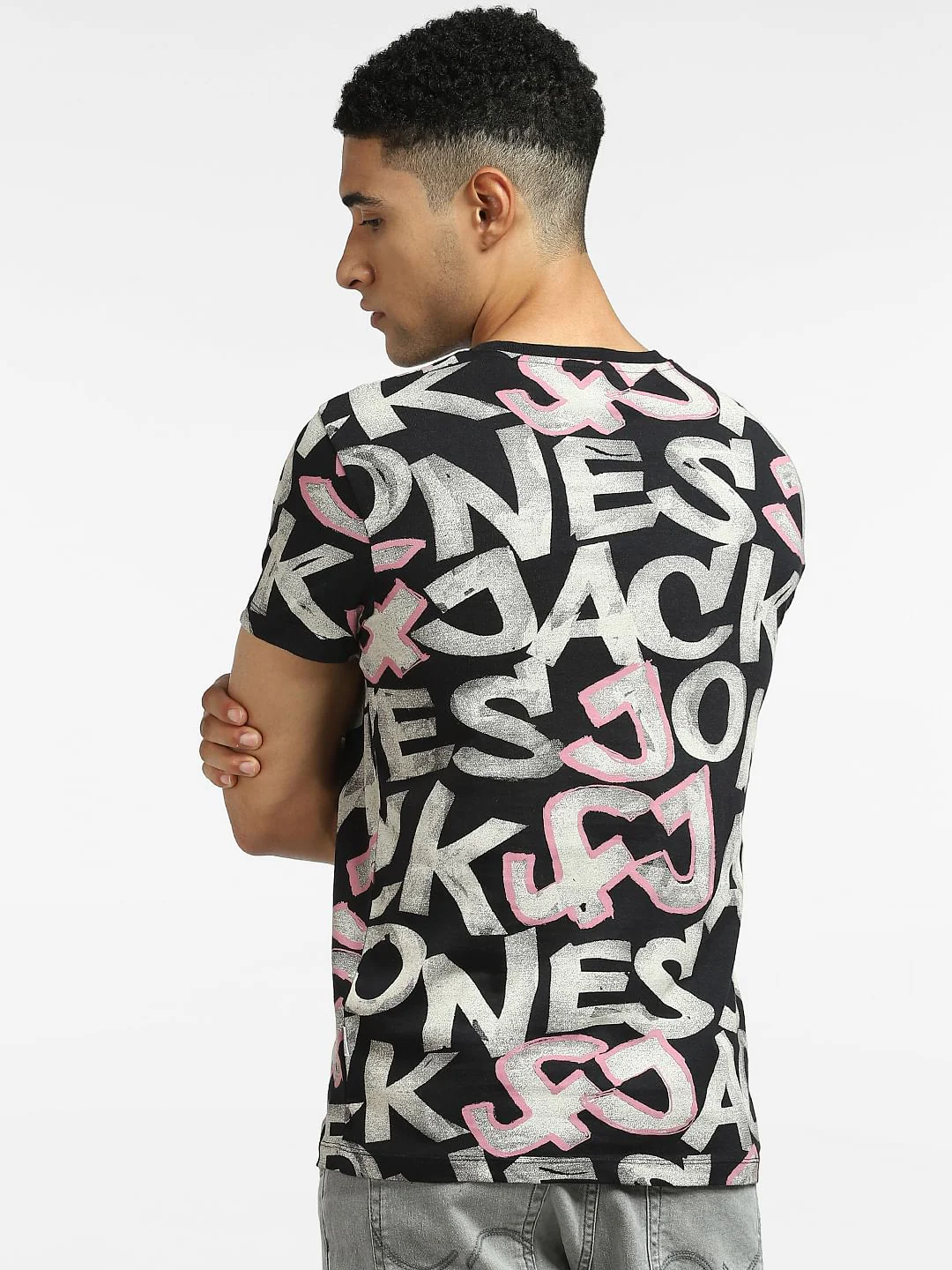 Black Logo Print Crew Neck T-shirt - Image 4