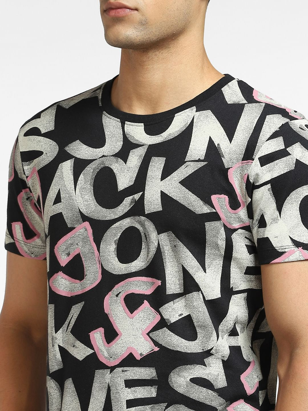 Black Logo Print Crew Neck T-shirt - Image 5