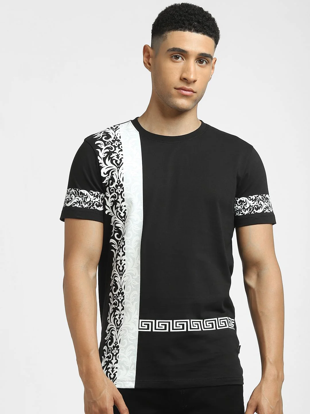 Black Graphic Print Crew Neck T-shirt - Image 2