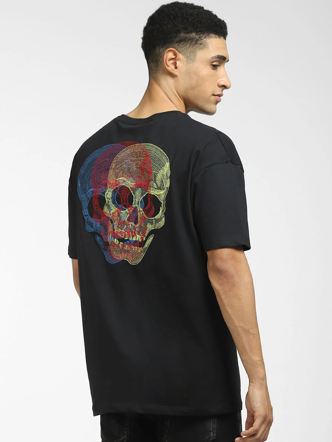 Black Graphic Print Crew Neck T-shirt - Image 4