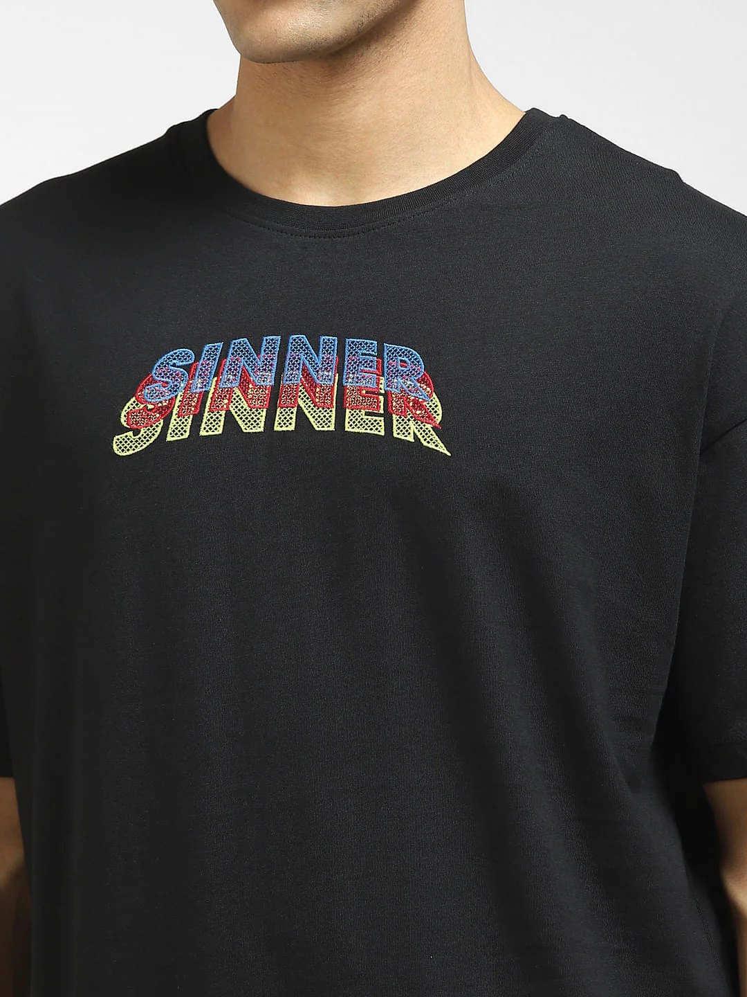 Black Graphic Print Crew Neck T-shirt - Image 5