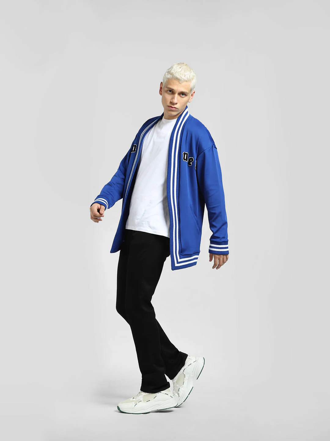 Blue Loose Fit Bomber Sweatshirt - Image 6