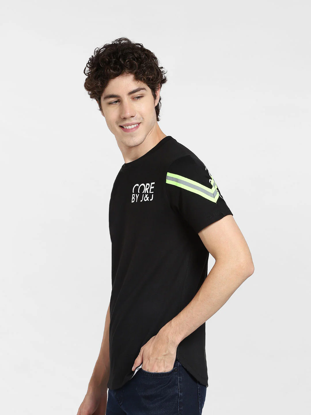 Black Text Print Crew Neck T-shirt - Image 3