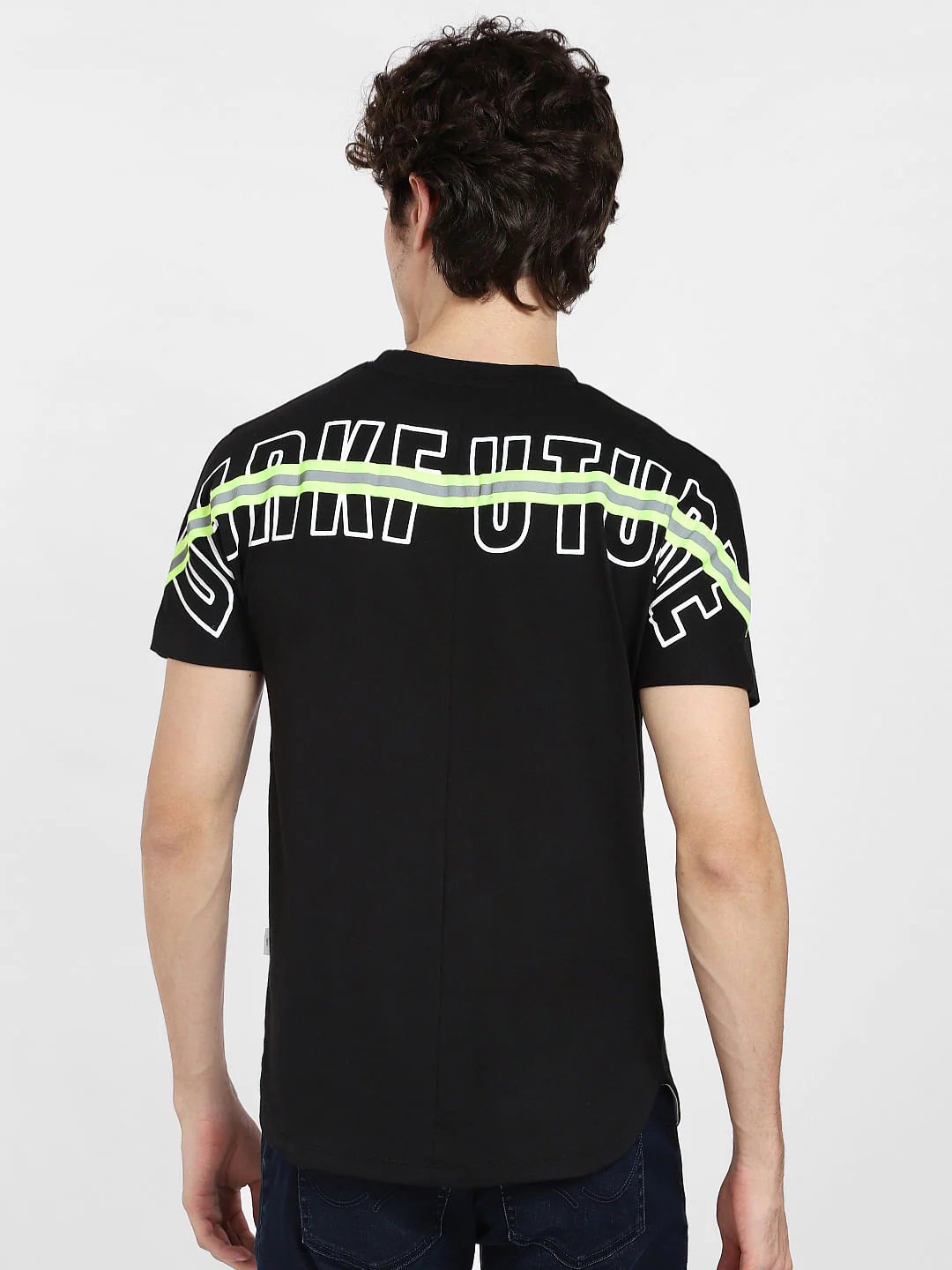 Black Text Print Crew Neck T-shirt - Image 4