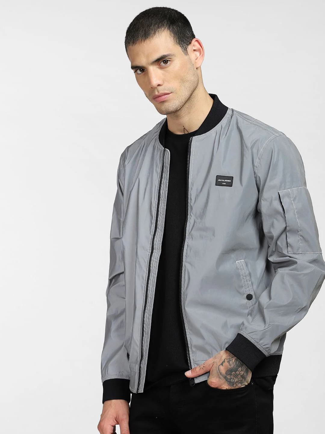 Grey Reflective Bomber Jacket - Image 2