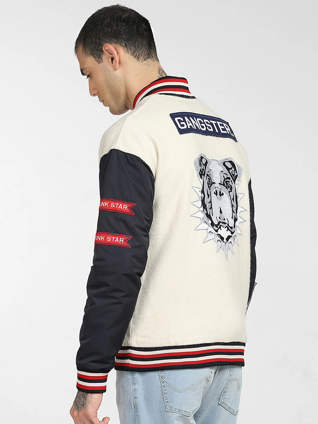 Beige Varsity Bomber Jacket - Image 4