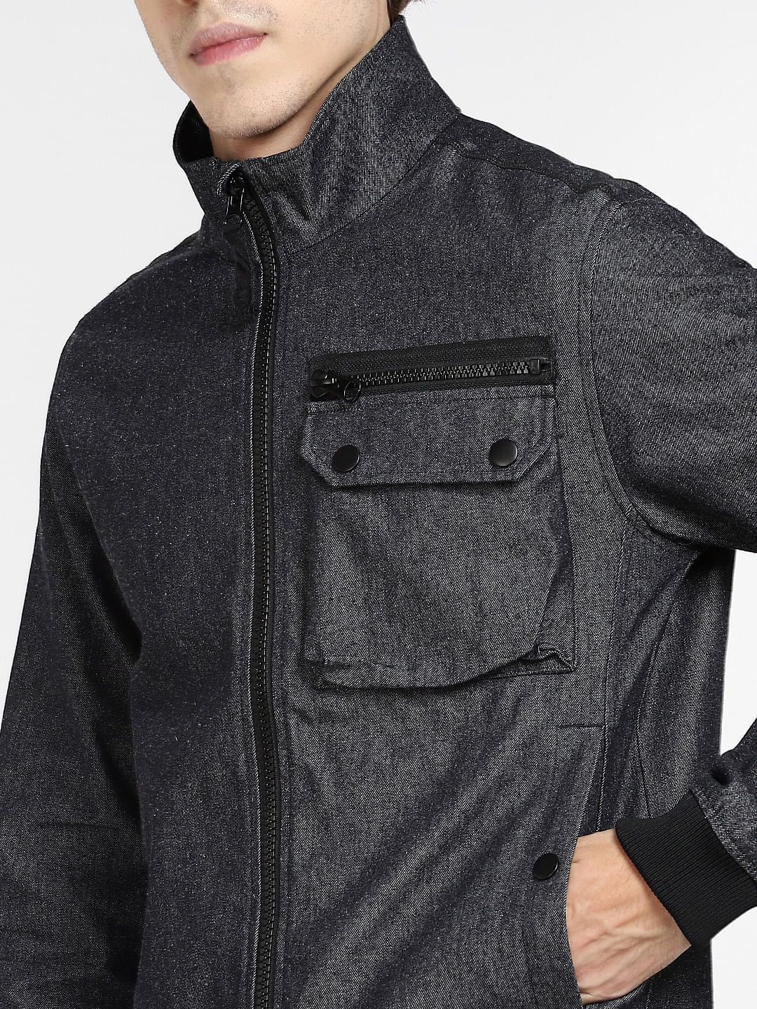 Dark Grey High Neck Jacket - Image 5