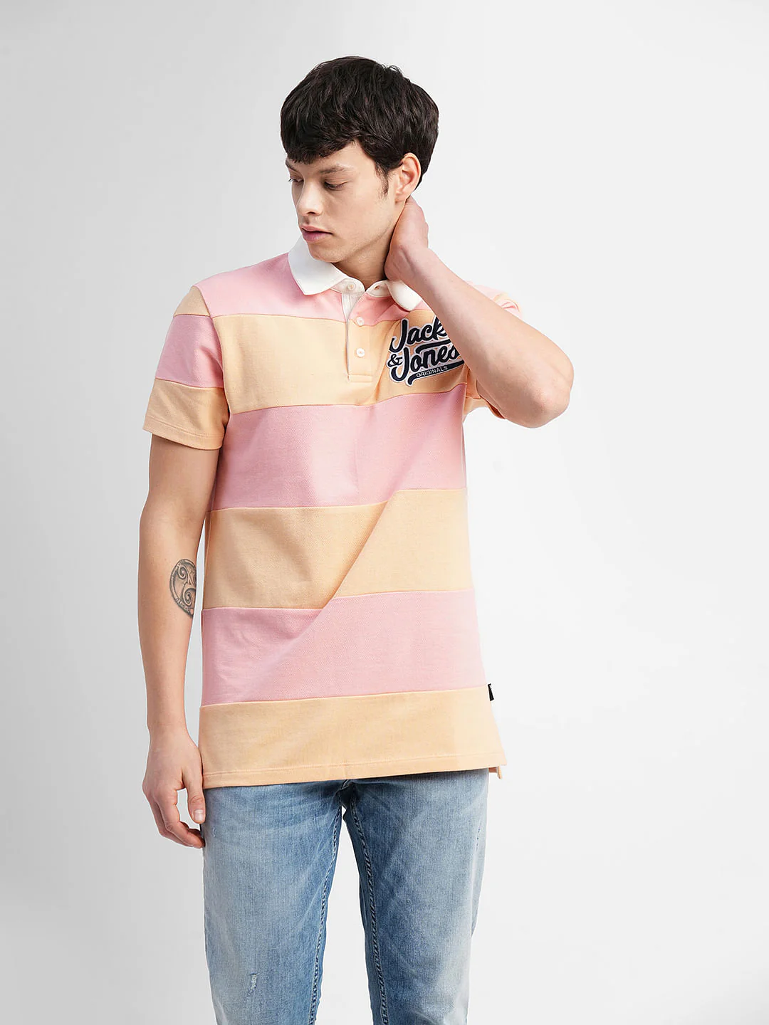 Pink Colourblocked Polo Neck T-shirt - Image 2