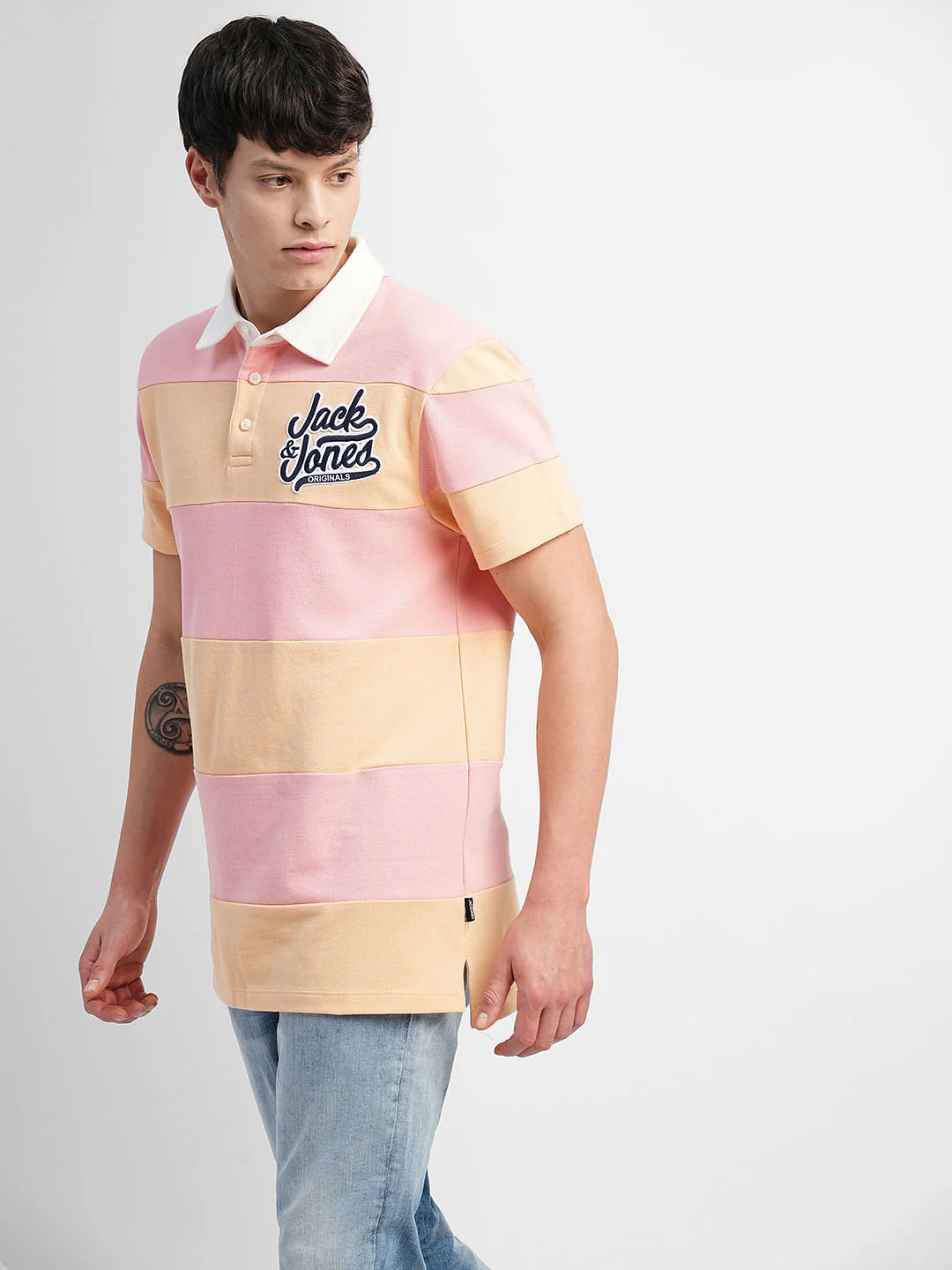 Pink Colourblocked Polo Neck T-shirt - Image 3