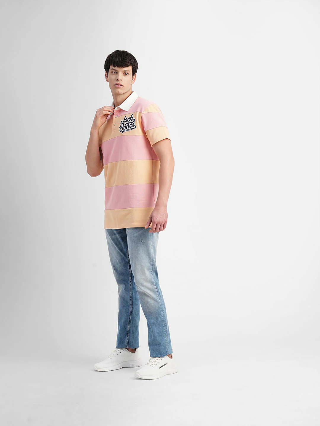 Pink Colourblocked Polo Neck T-shirt - Image 6