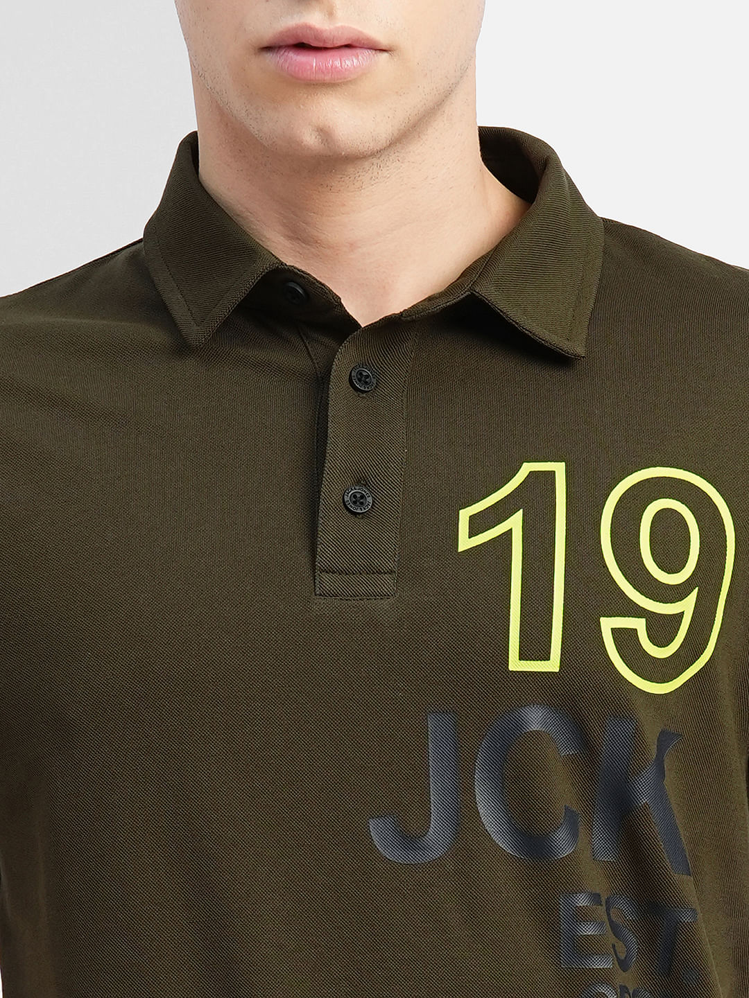 Green Printed Polo Neck T-shirt - Image 5