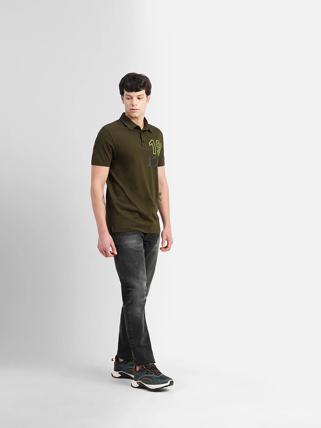 Green Printed Polo Neck T-shirt - Image 6