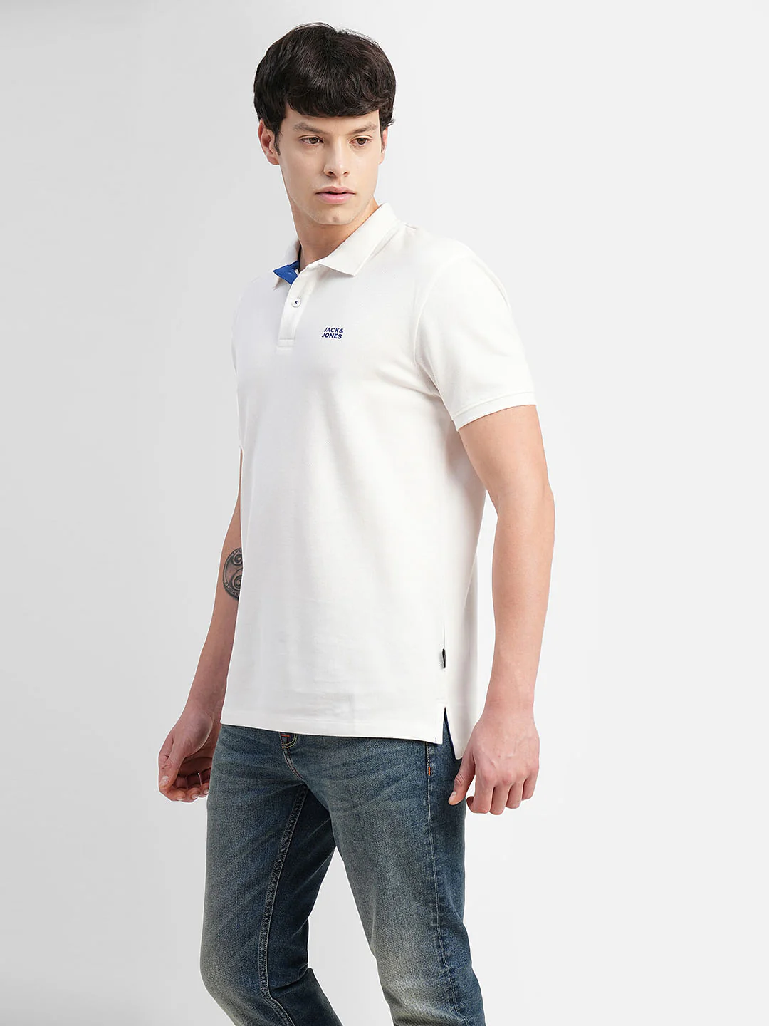 White Polo Neck T-shirt - Image 3