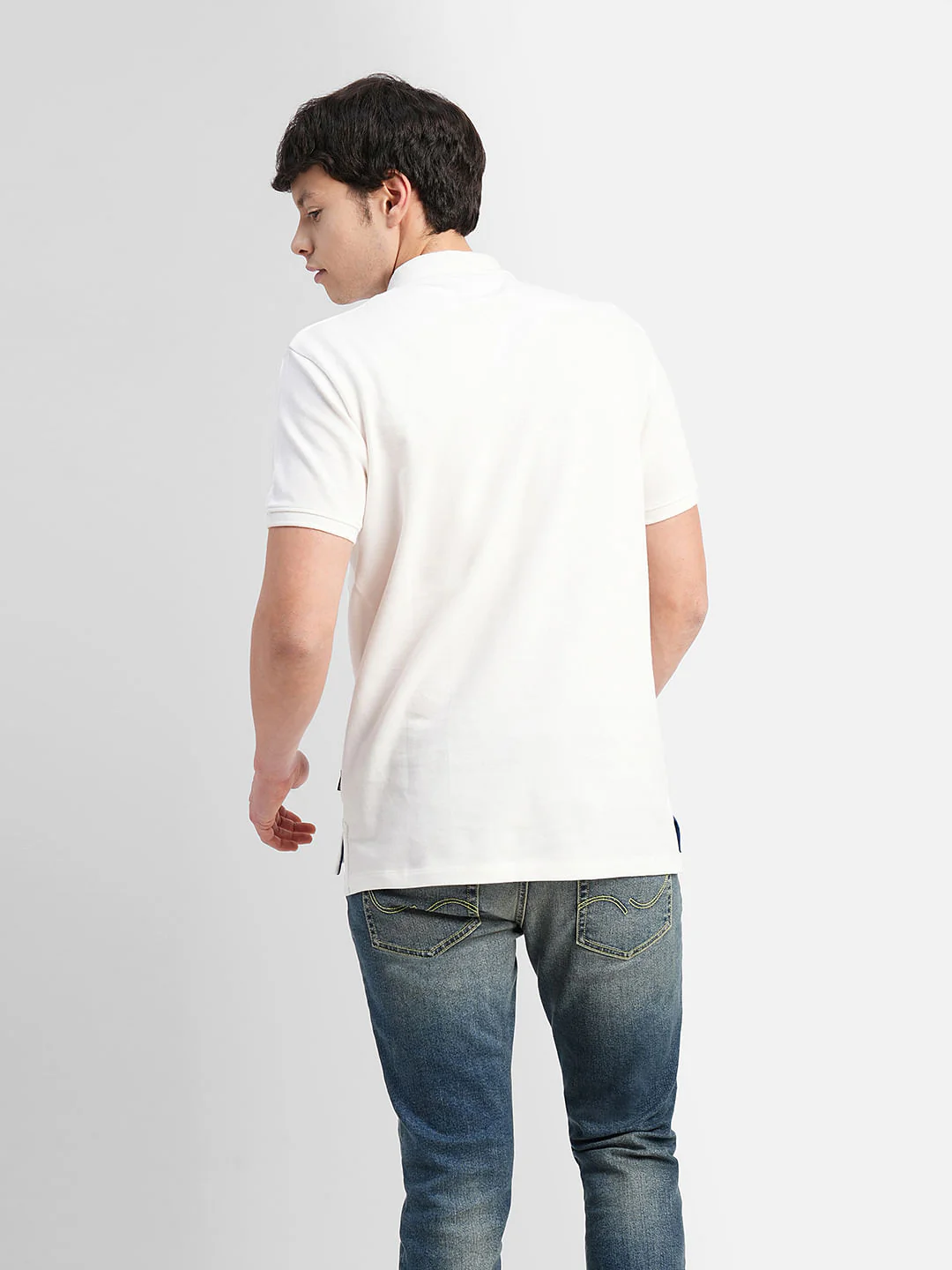White Polo Neck T-shirt - Image 4