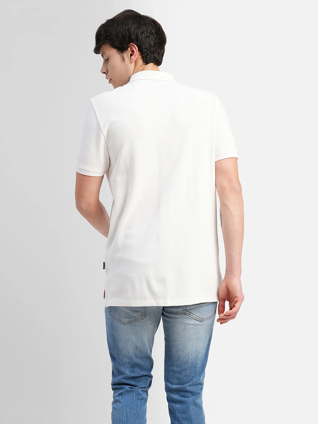White Logo Print Polo Neck T-shirt - Image 4