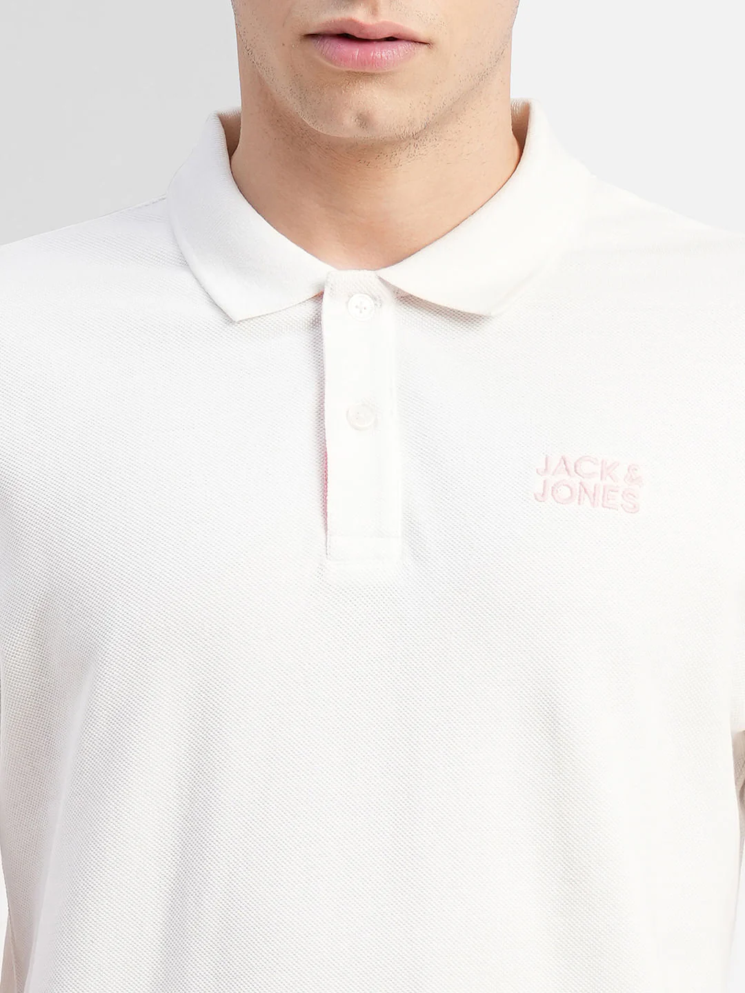 White Logo Print Polo Neck T-shirt - Image 5