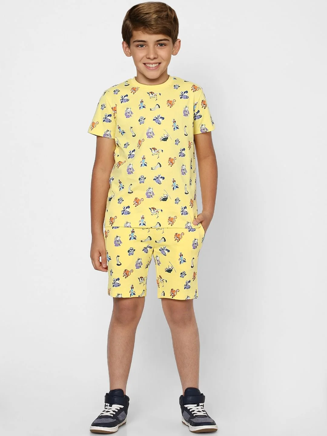 Boys X Kung Fu Panda Yellow Printed Co-ord T-shirt