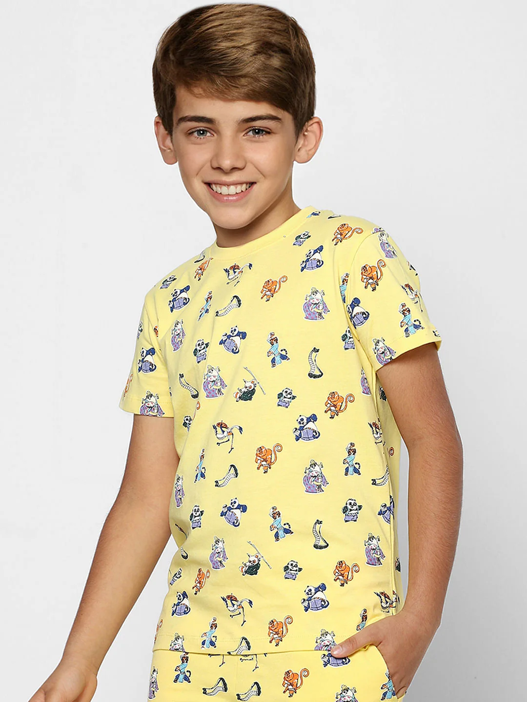 Boys X Kung Fu Panda Yellow Printed Co-ord T-shirt - Image 3