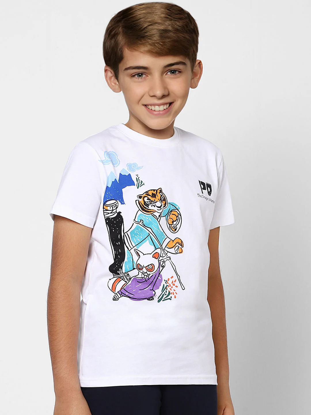 Boys X Kung Fu Panda White Graphic Print T-shirt - Image 3