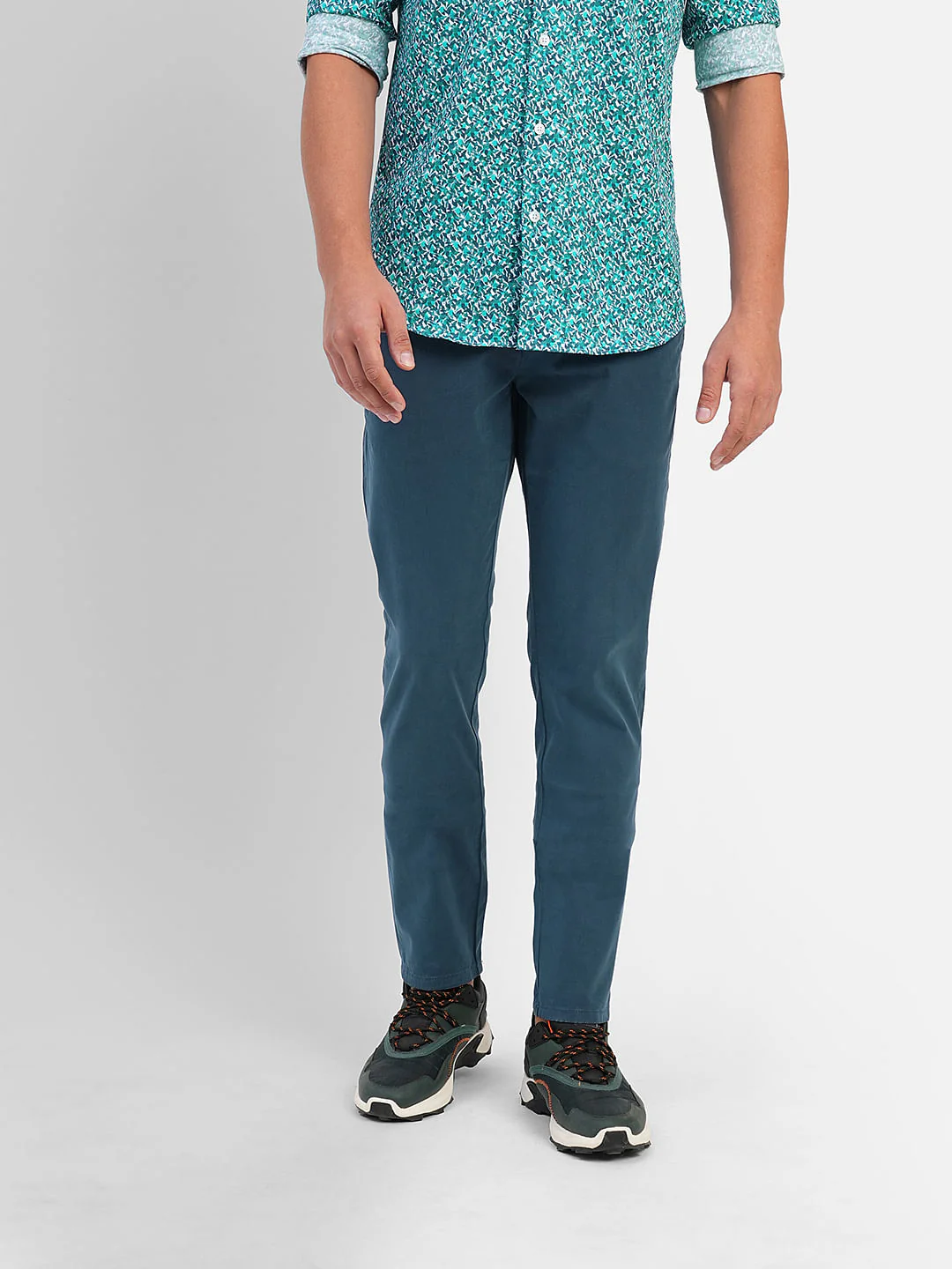 Blue Low Rise Slim Fit Chinos - Image 2