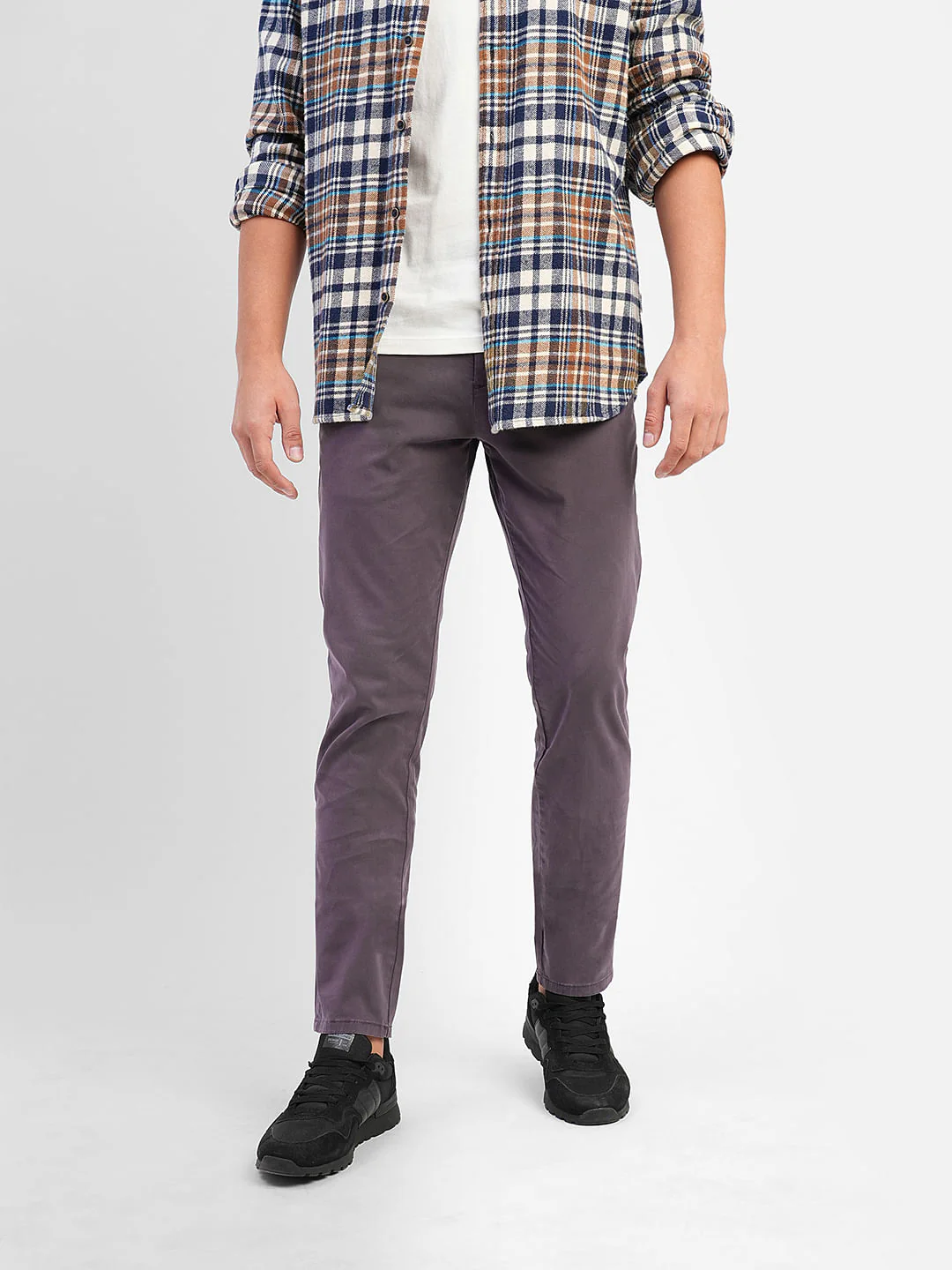 Purple Low Rise Slim Fit Chinos - Image 2