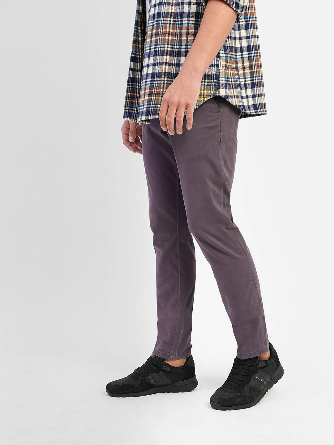 Purple Low Rise Slim Fit Chinos - Image 3