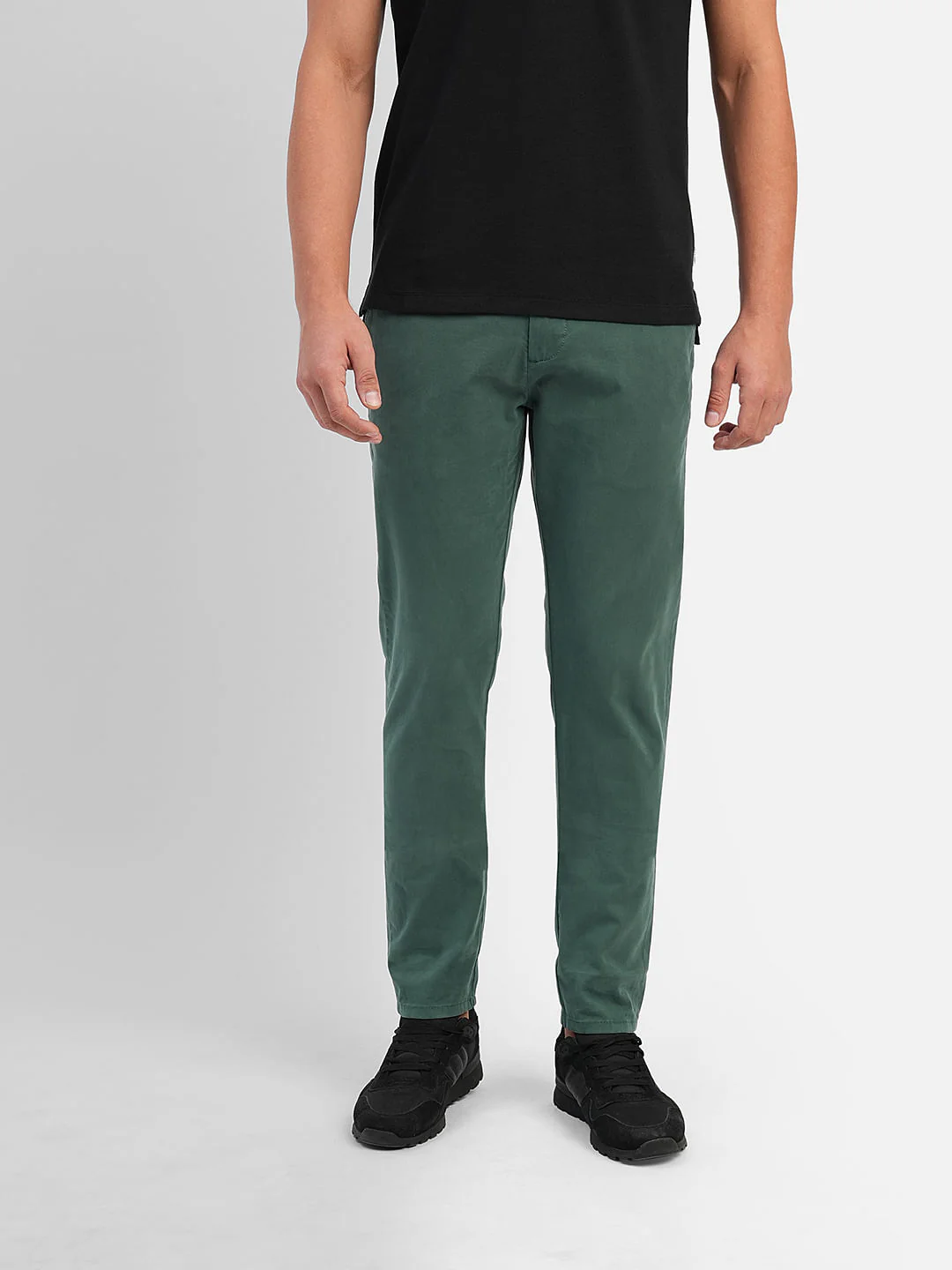 Green Low Rise Slim Fit Chinos - Image 2