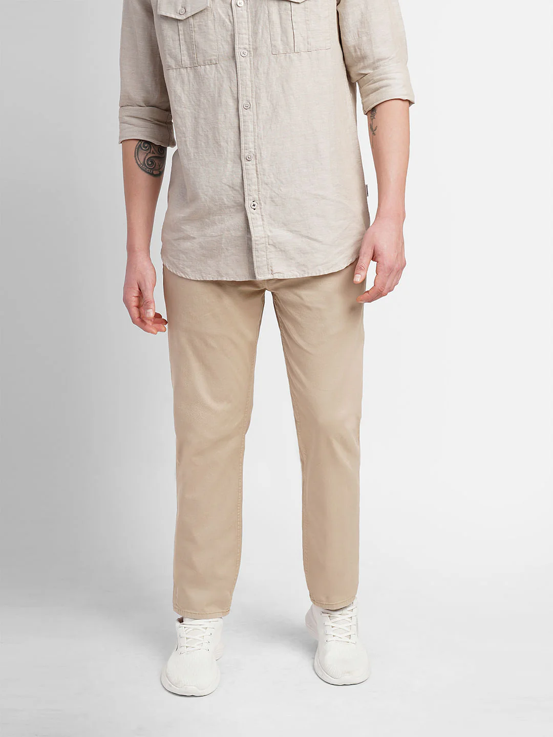Beige Slim Fit Chinos - Image 2
