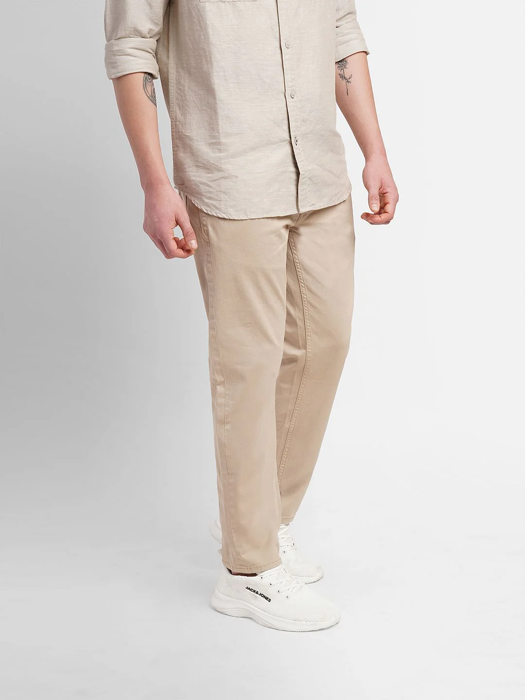 Beige Slim Fit Chinos - Image 3