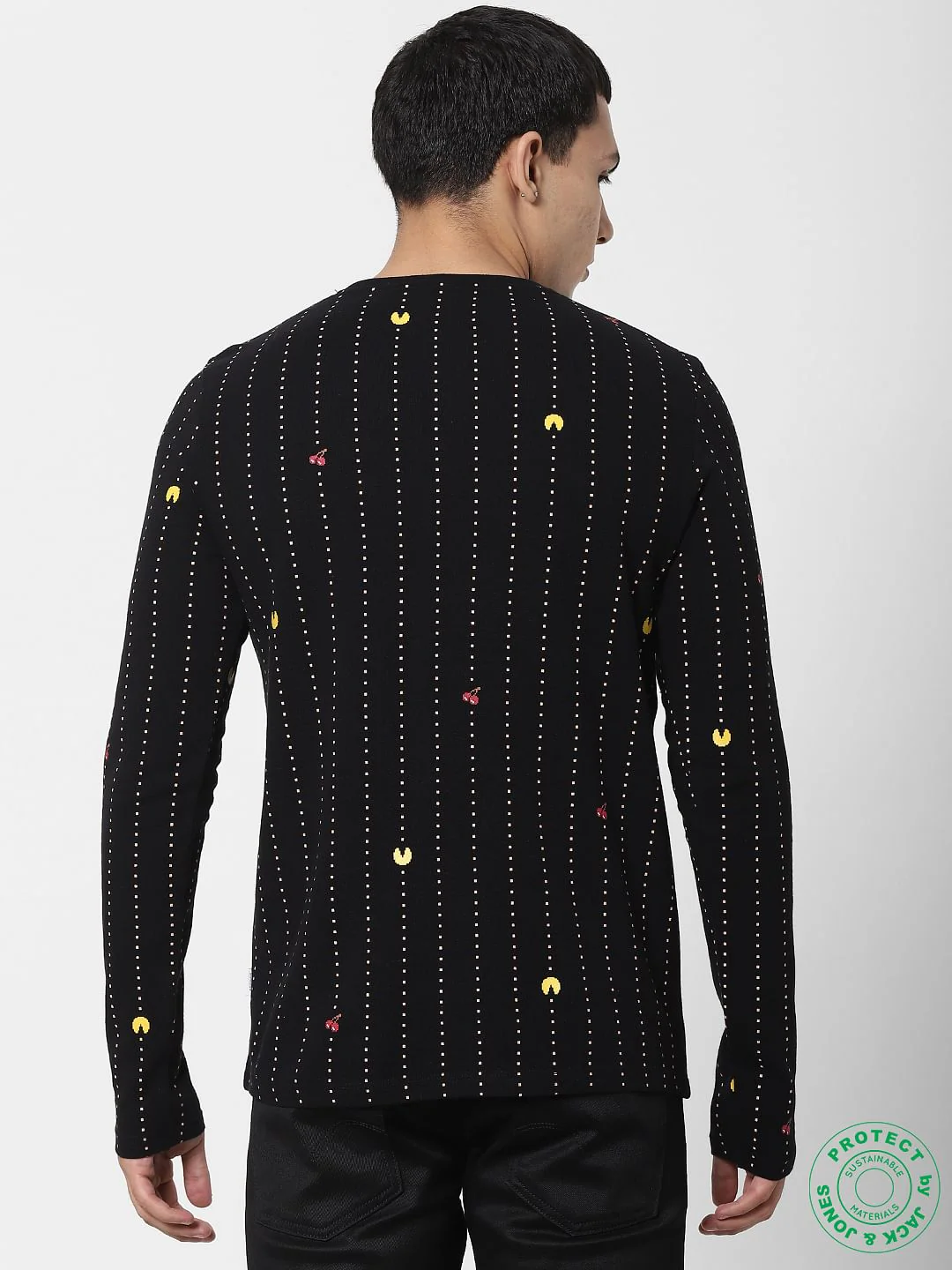x PAC-MAN Black Gaming Print Full Sleeves T-shirt - Image 3