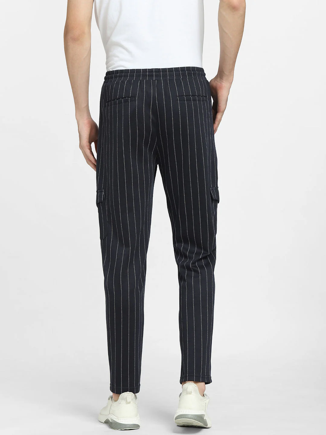 Navy Blue Striped Co-ord Cargo Pants - Image 4