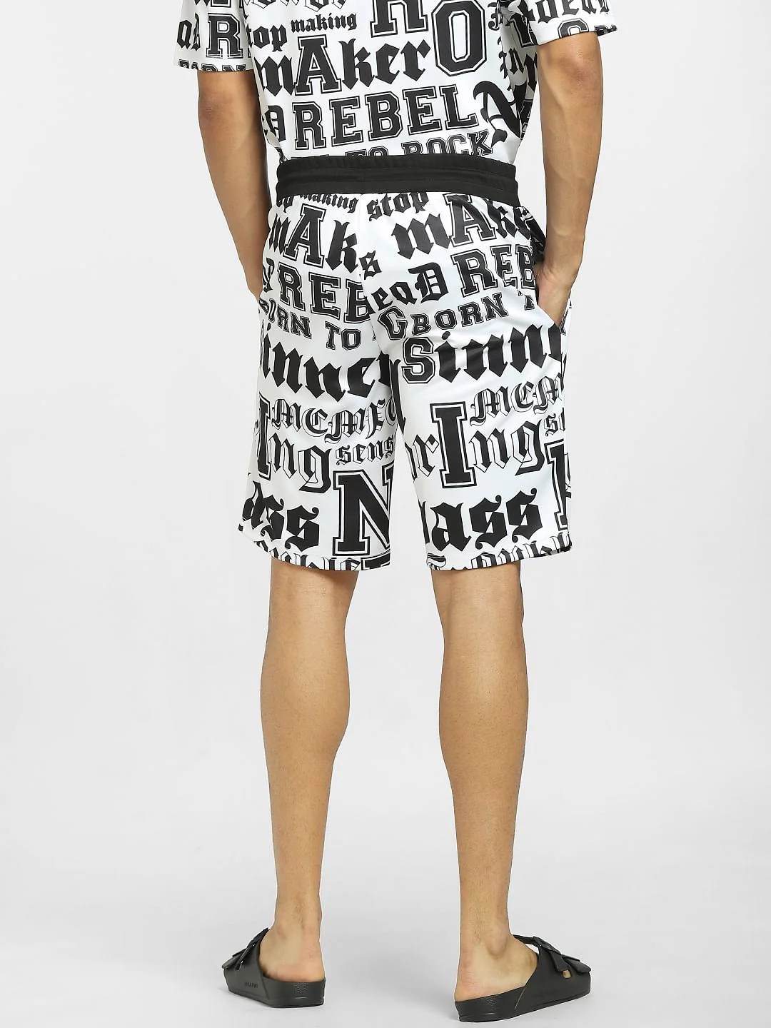 White Low Rise Typographic Co-ord Sweatshorts - Image 4