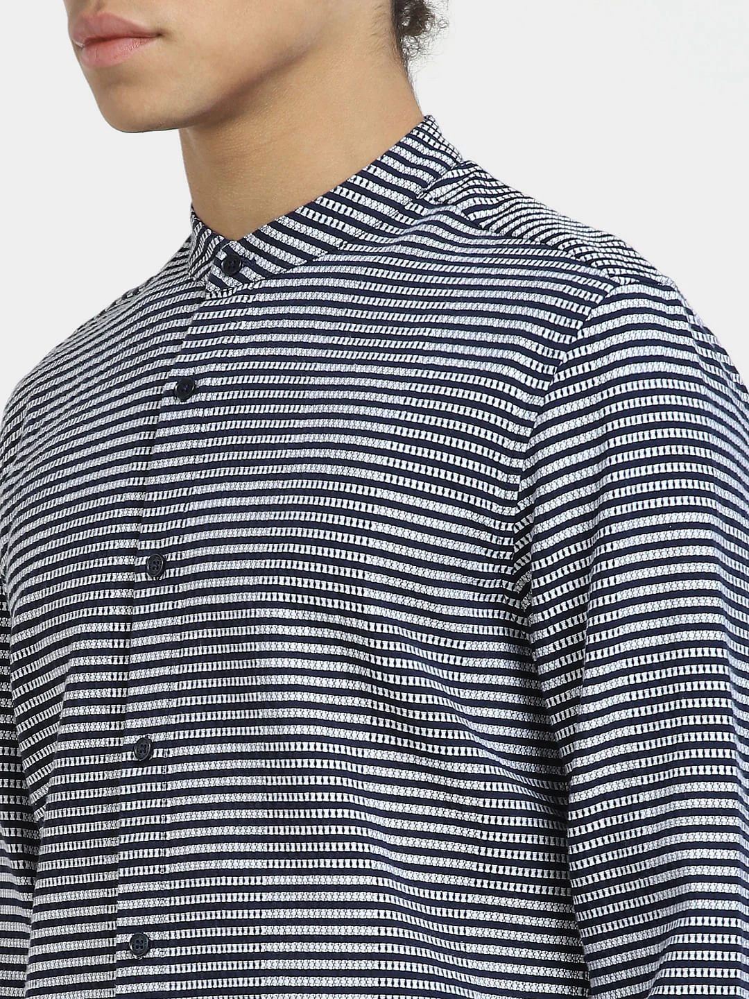 Grey Striped Full Sleeves Shirt - Image 5