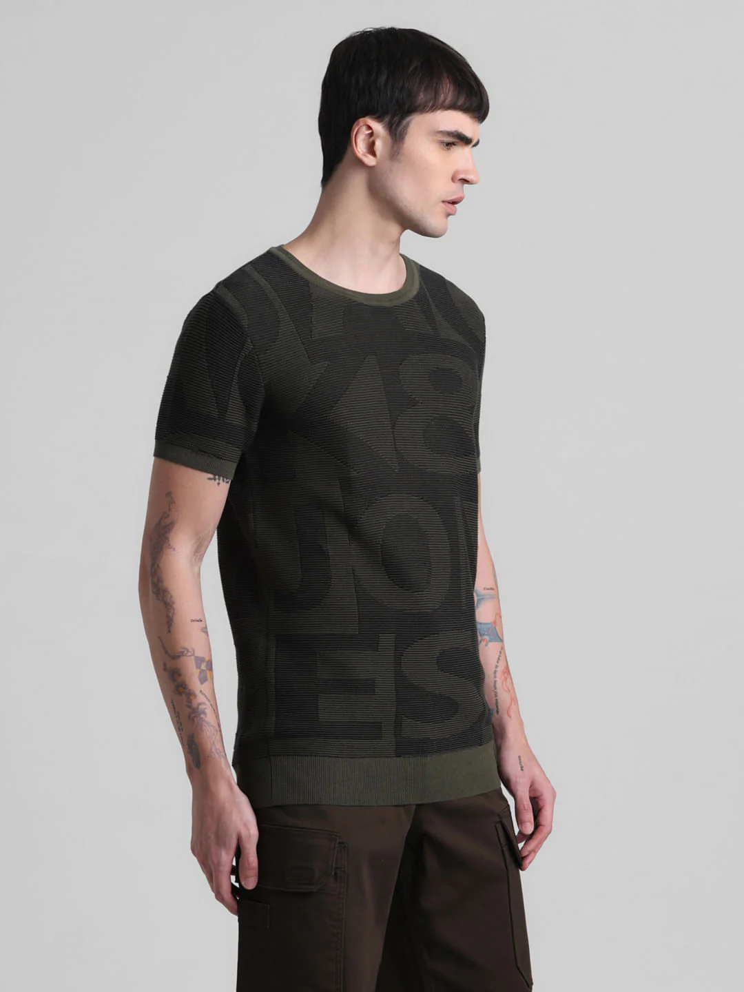 Green Logo Print Knitted T-shirt - Image 3