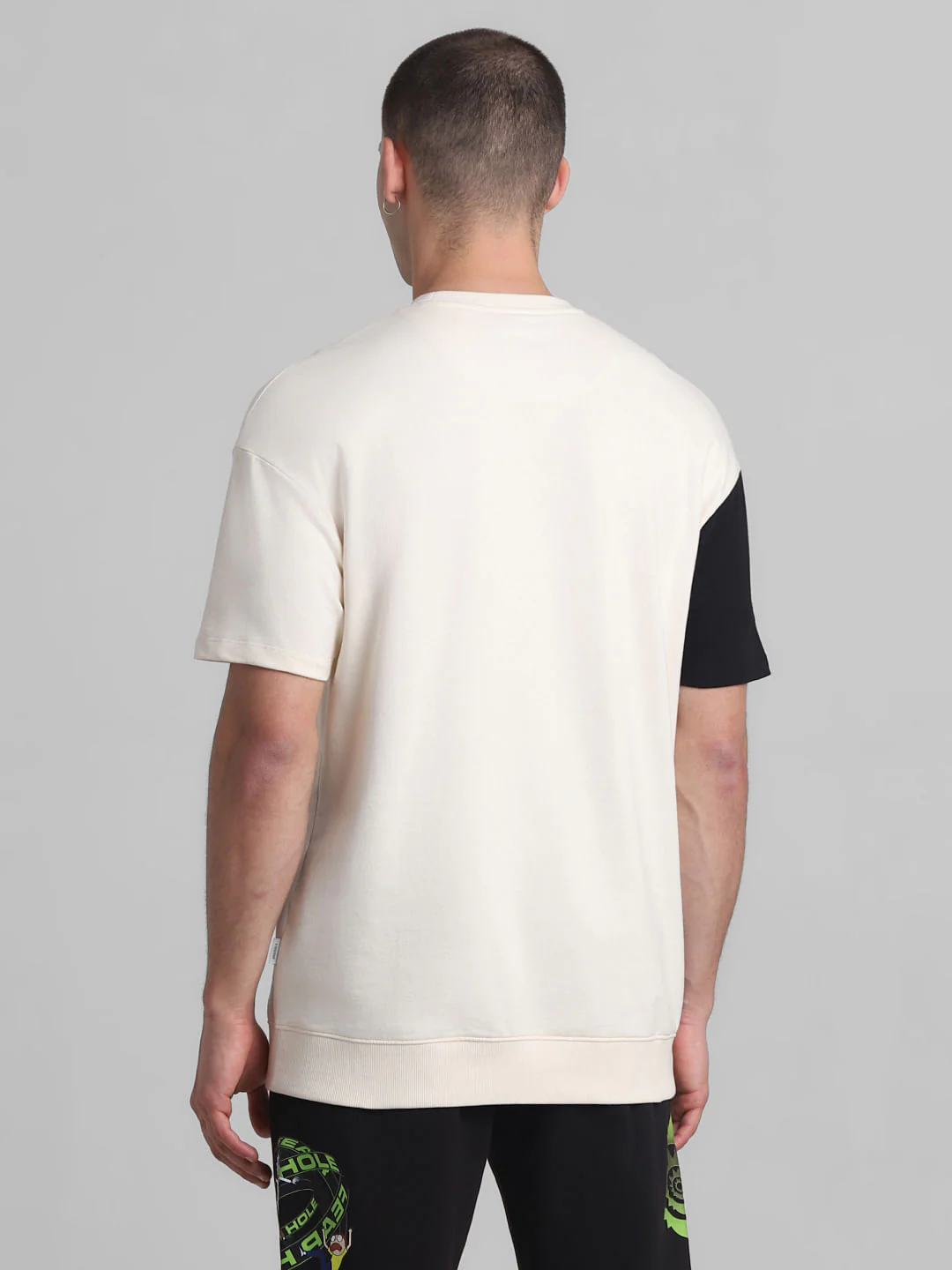 RICK & MORTY Cream Colourblocked Oversized T-shirt - Image 4