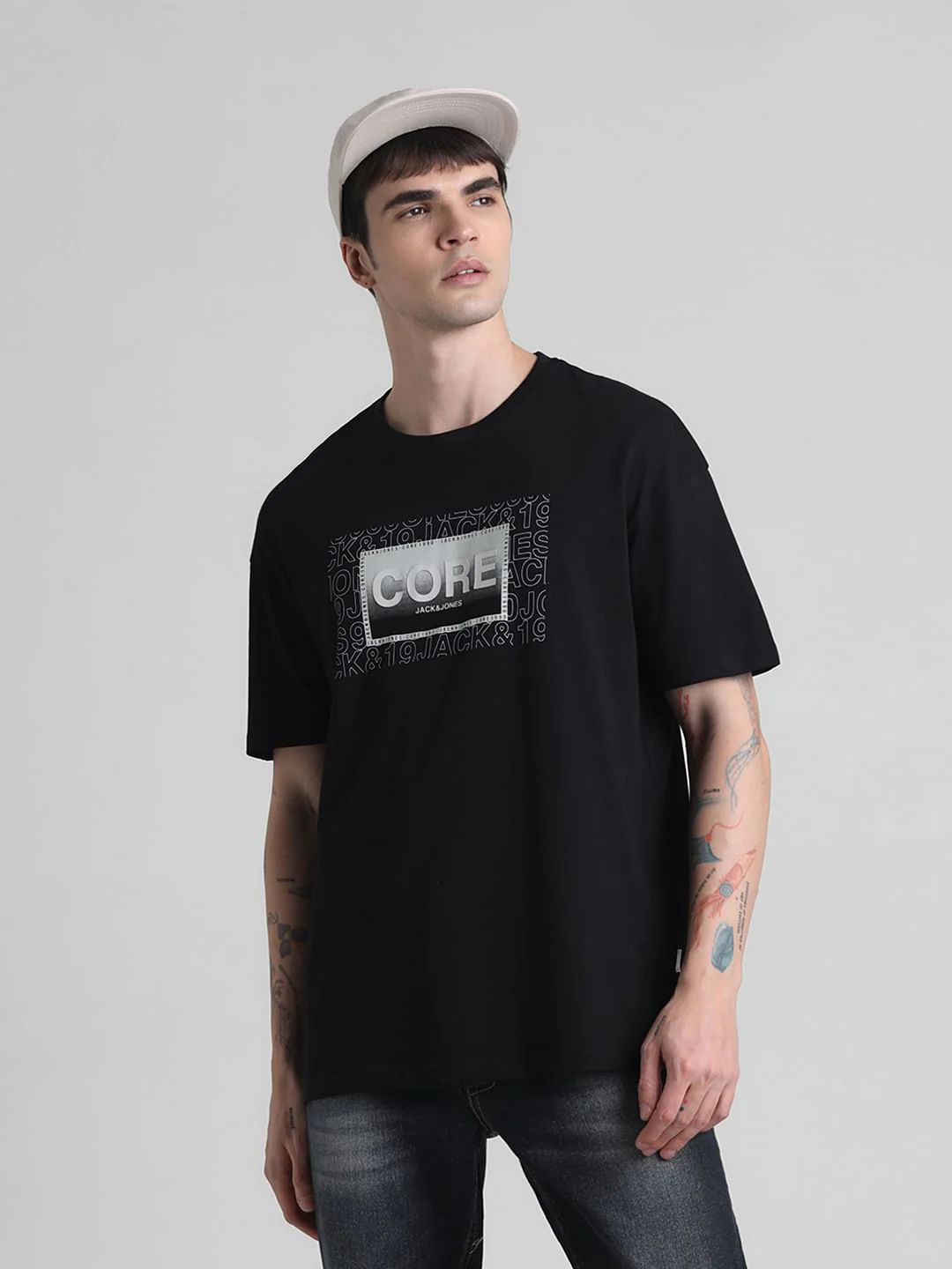 Black Logo Print Oversized T-shirt