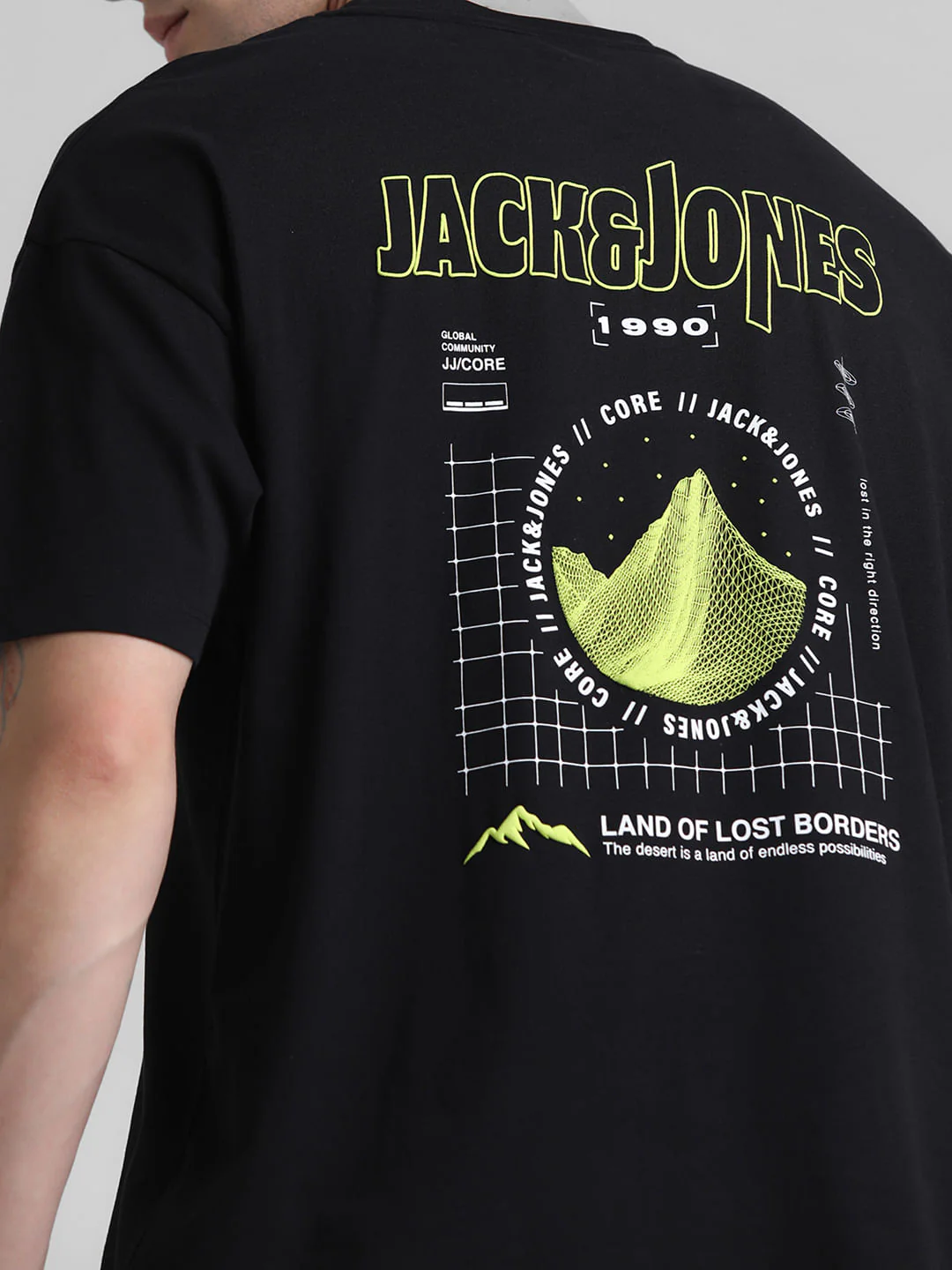 Black Printed Oversized Crew Neck T-shirt - Image 6