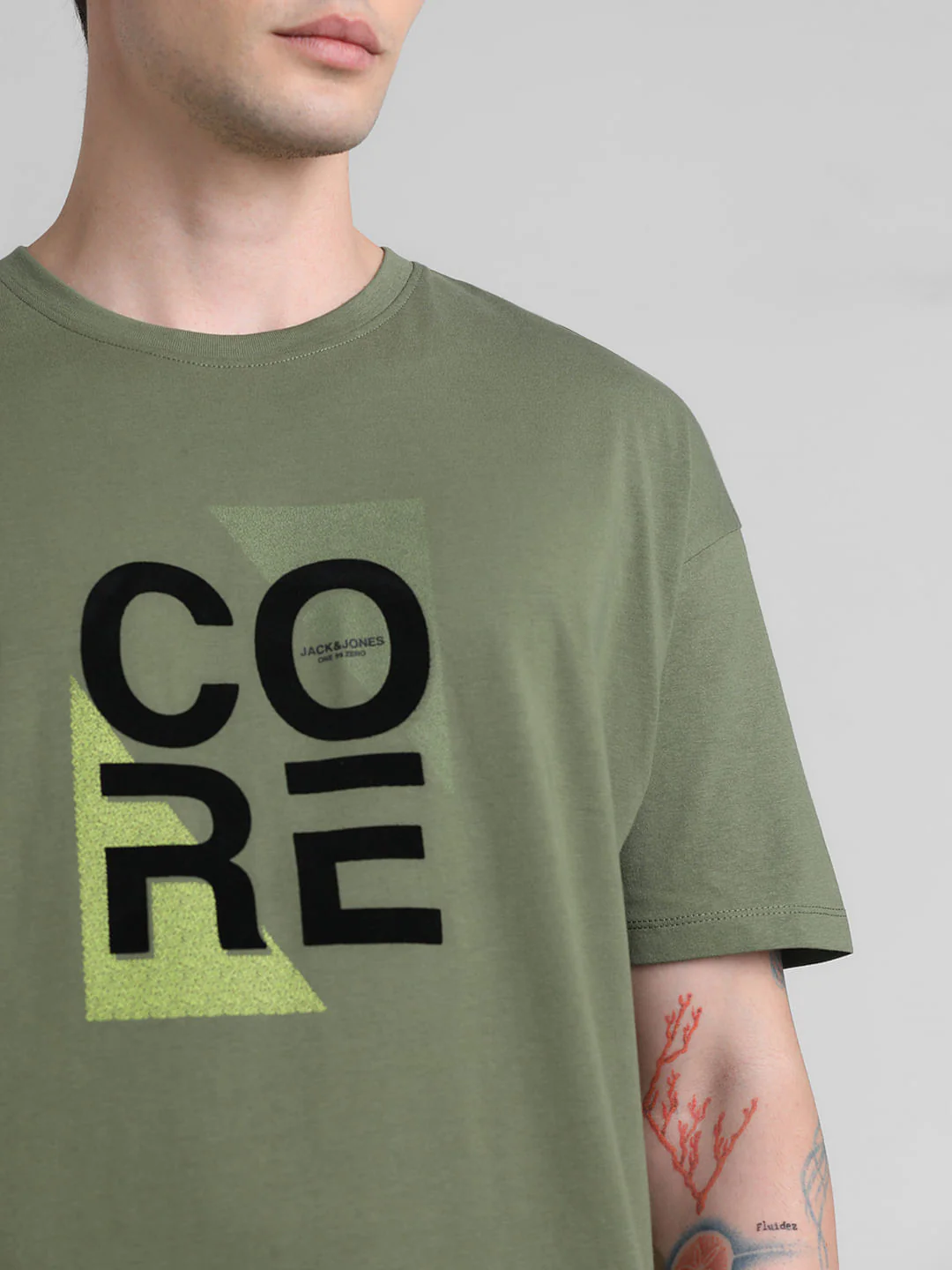 Green Printed Oversized Crew Neck T-shirt - Image 5